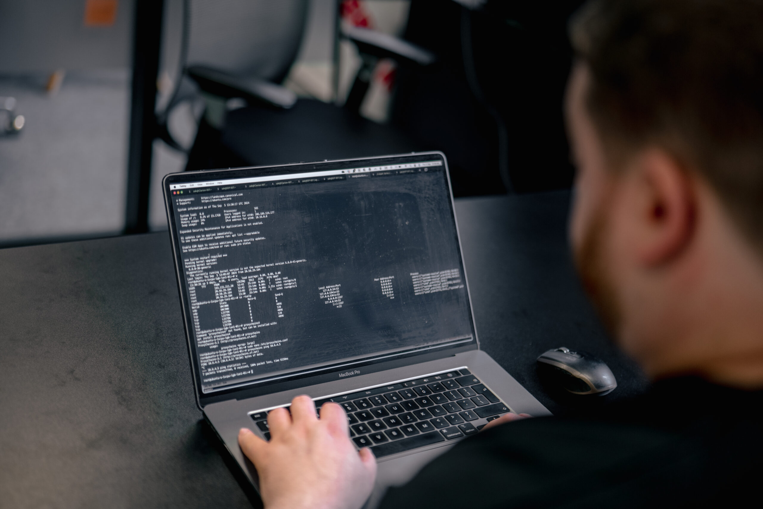 Senior penetration tester conducting a detailed security assessment during a penetration test, identifying vulnerabilities to help safeguard against recent cyber attacks in September